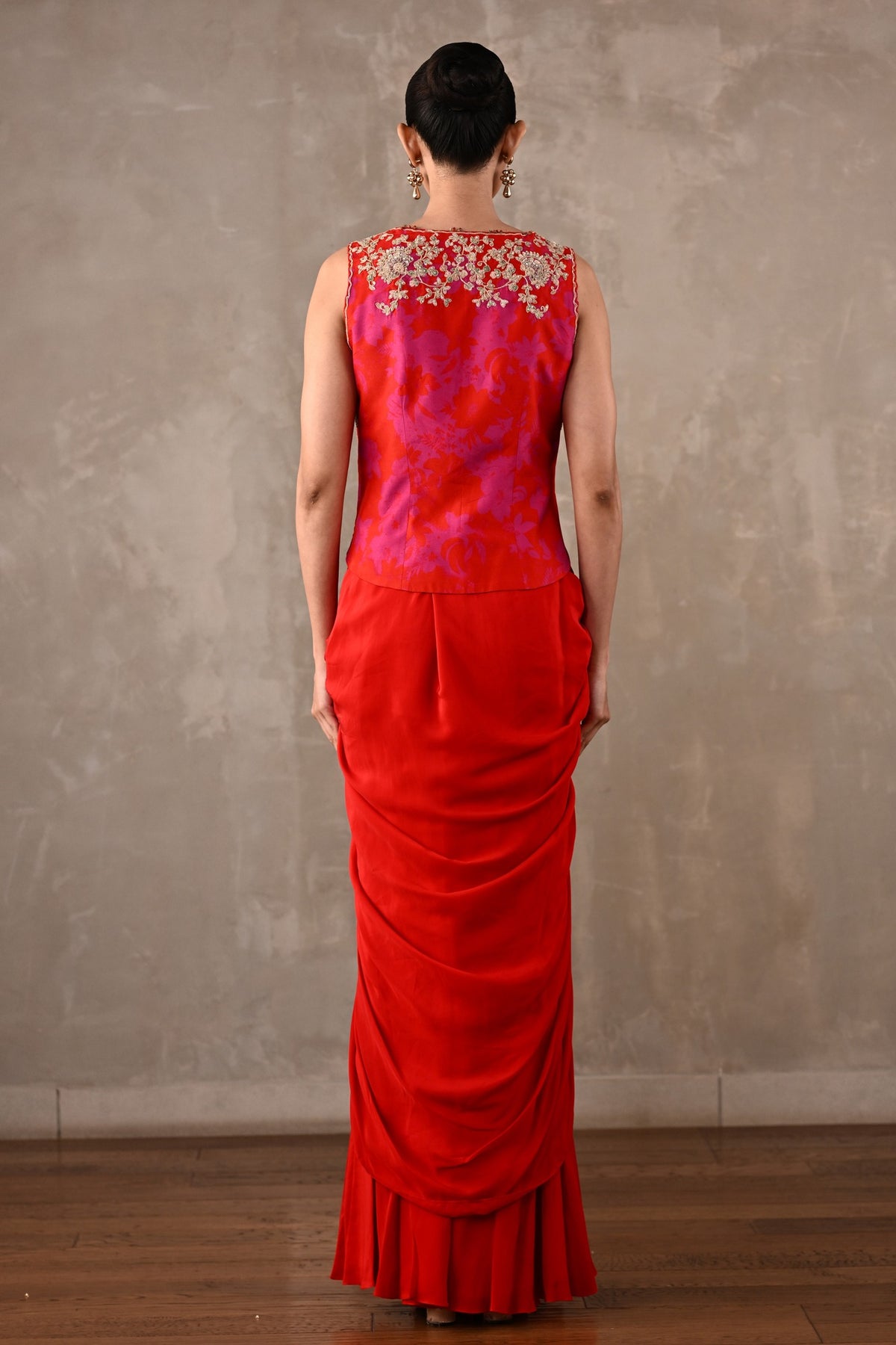 Embroidered Crepe Drape Co-ord Set