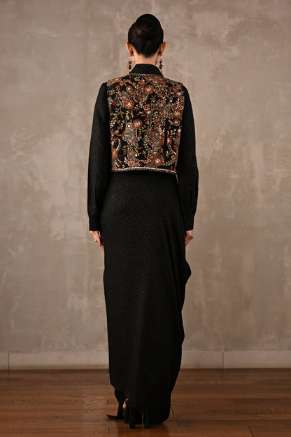 Printed Zardosi Waistcoat Skirt Set