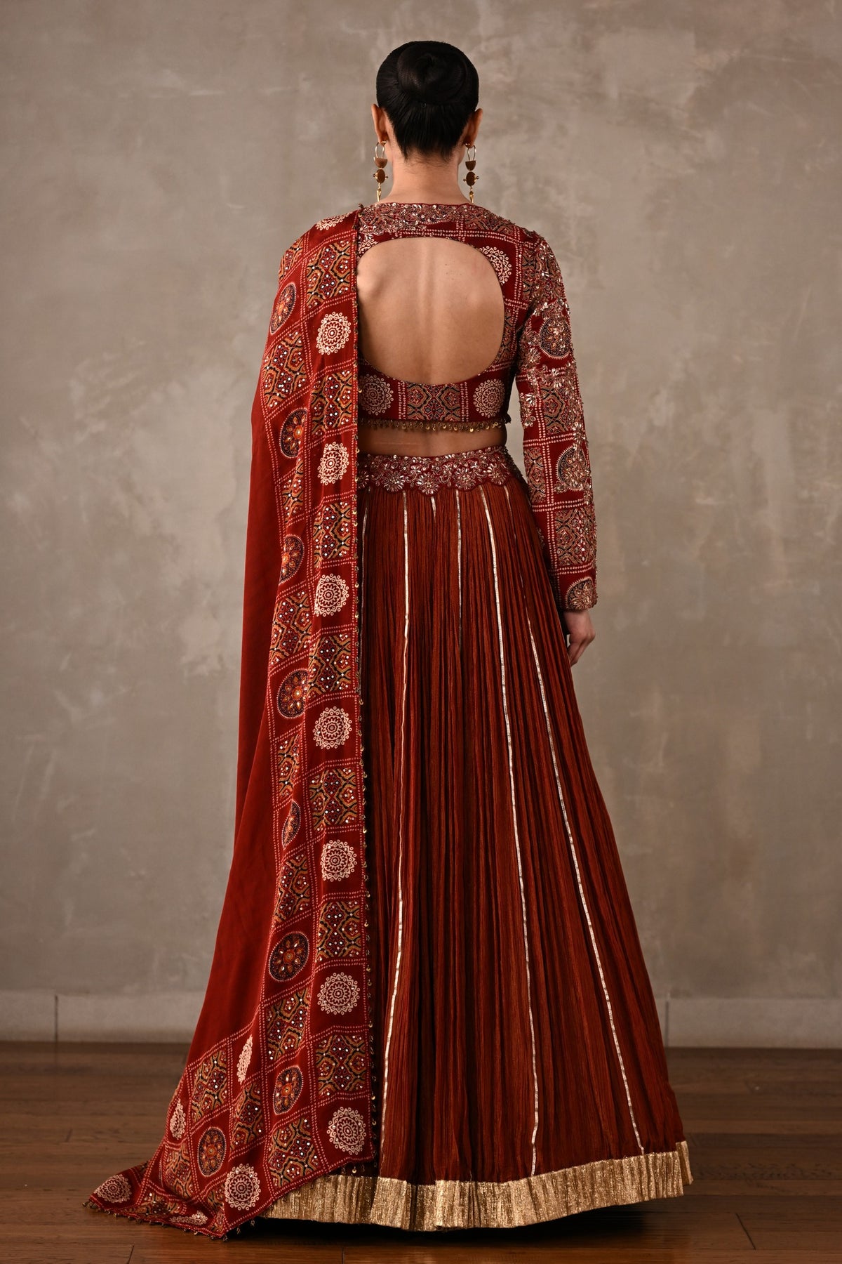 Printed Embroidered Organza Tissue Lehenga