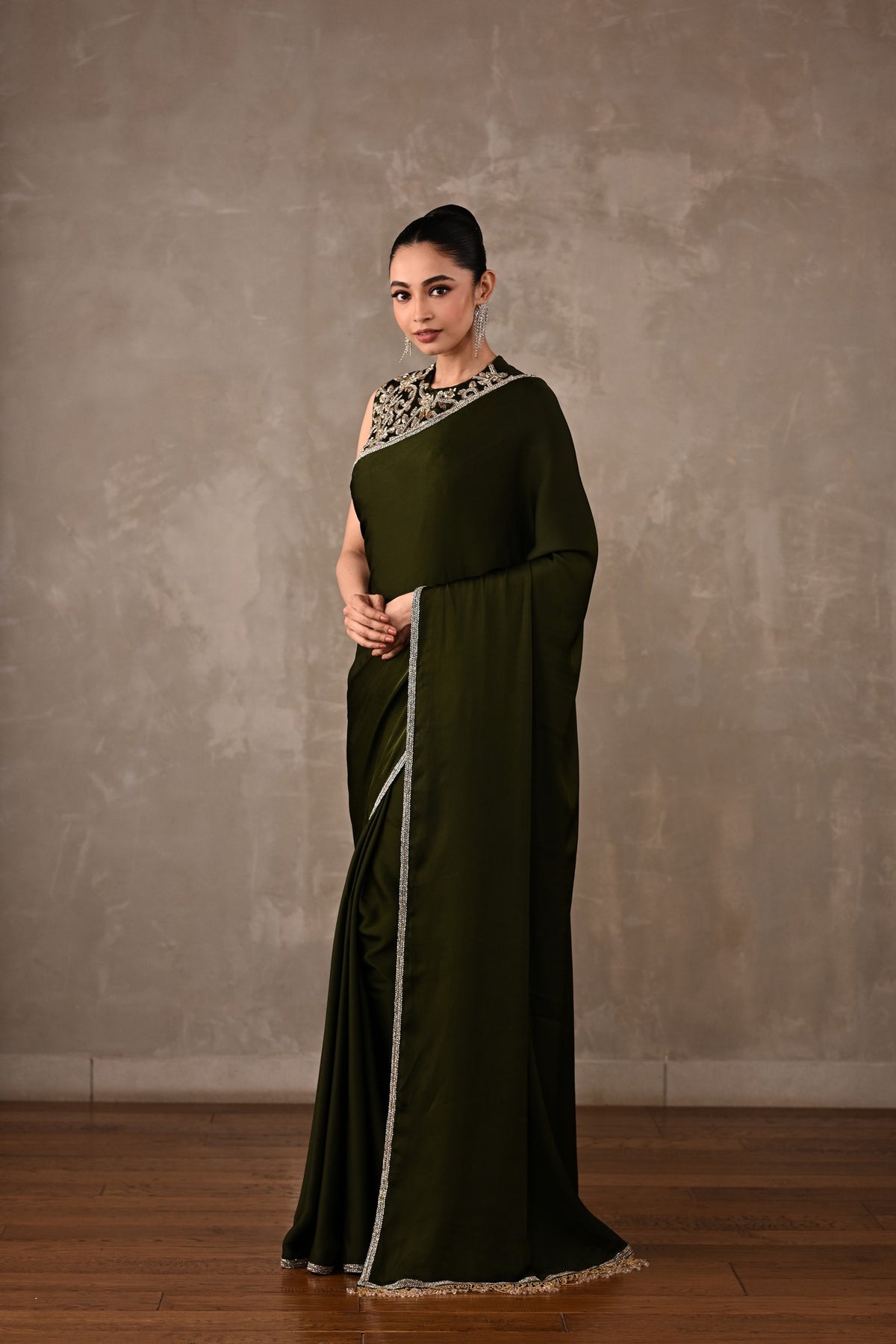 Embroidered Georgette Saree Set