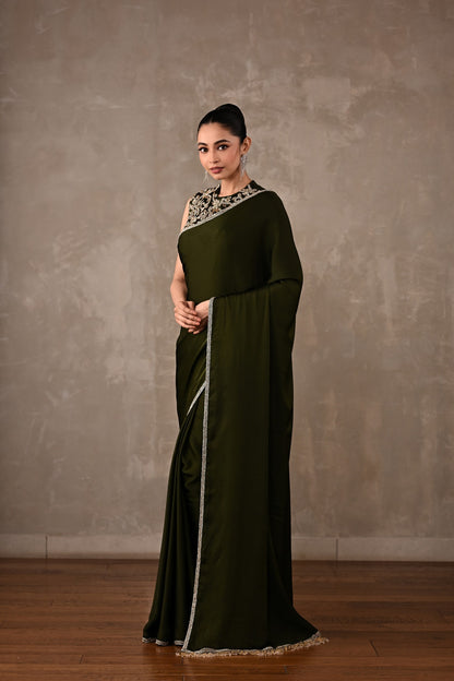 Embroidered Georgette Saree Set