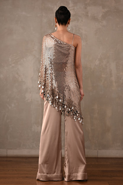 Mirror Fringe One-Shoulder Co-ord Set