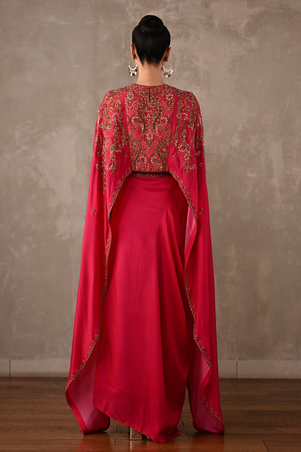 Ornate Cape-Style Silk Co-Ord Set