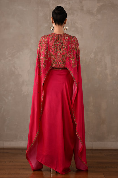 Ornate Cape-Style Silk Co-Ord Set