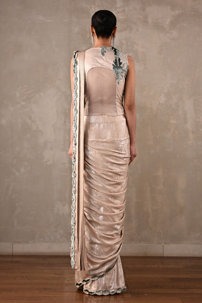 Sequins Cascade Drape Saree Set