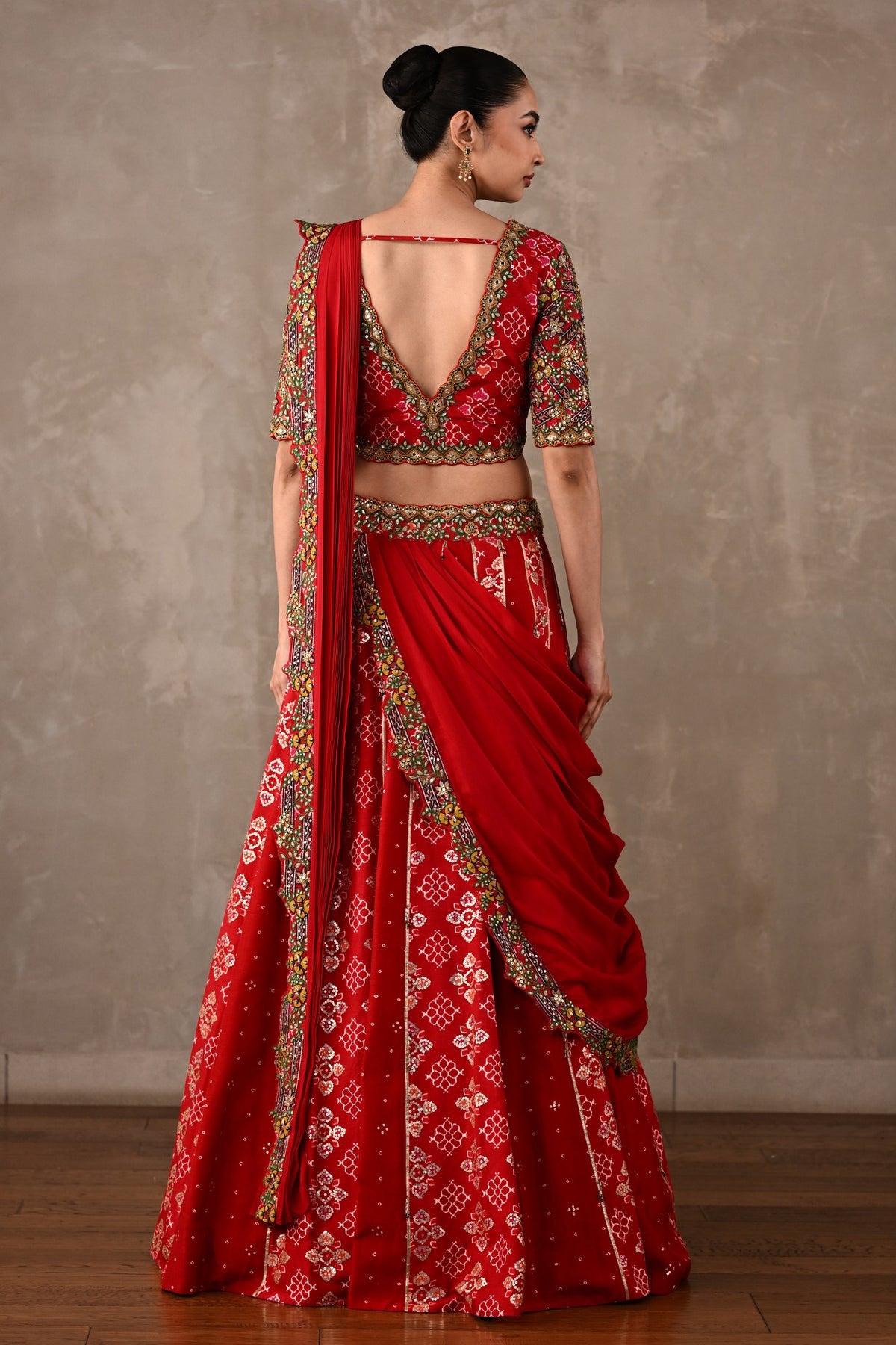 Embroidered Drape Lehenga Set
