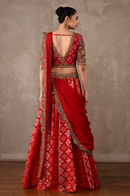 Embroidered Drape Lehenga Set