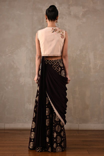 Pre-Draped Banarasi Saree Set