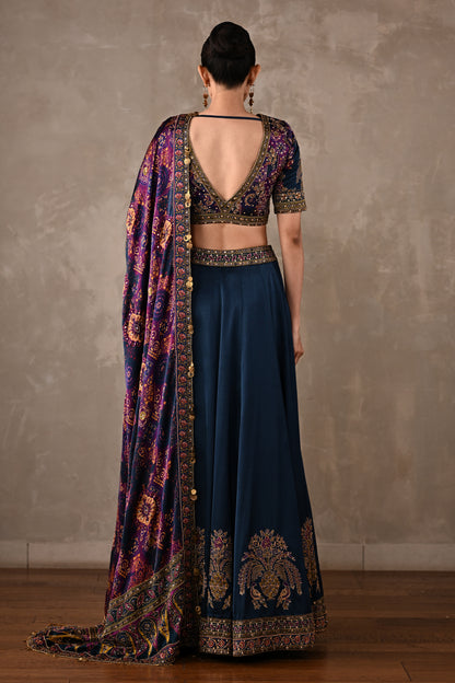 Ajrakh Satin Lehenga Set