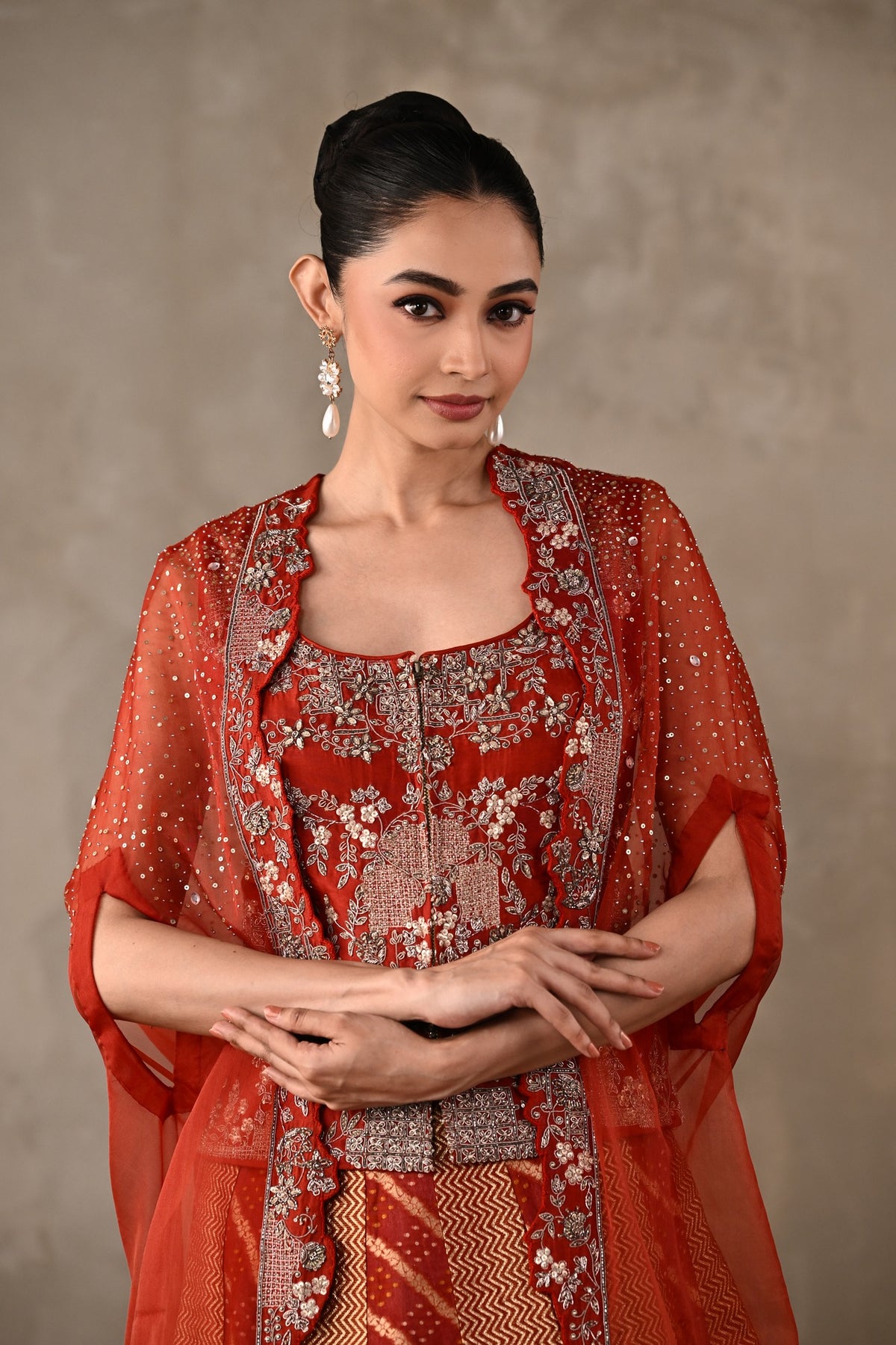 Regal Brocade Cape Lehenga Set