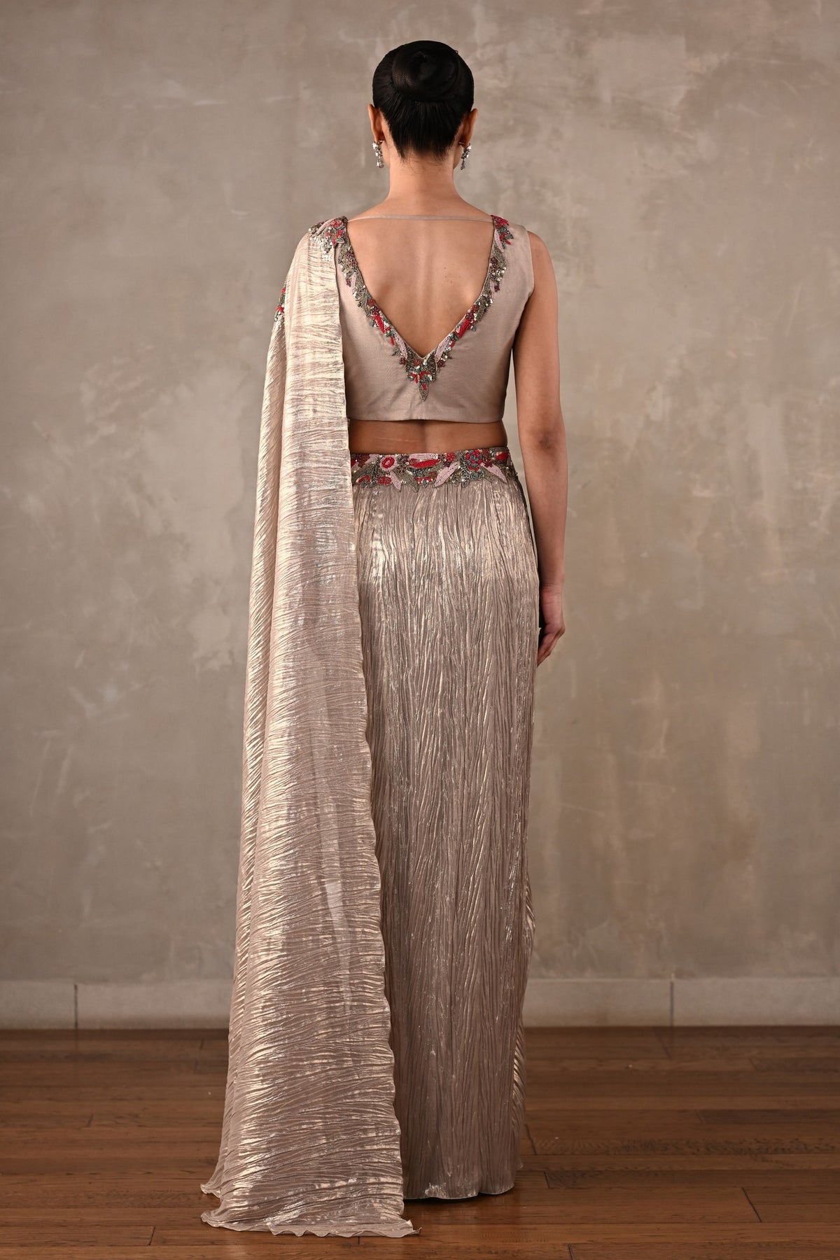 Embellished Draped Saree Ensemble