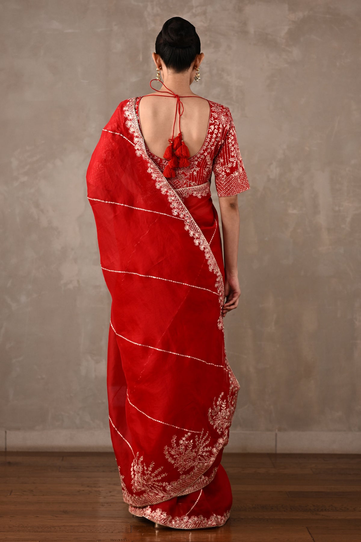 Organza Saree with Kasab & Sequin Embroidered Blouse