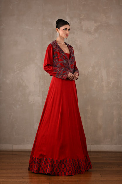 Embroidered Jacket Gown Set