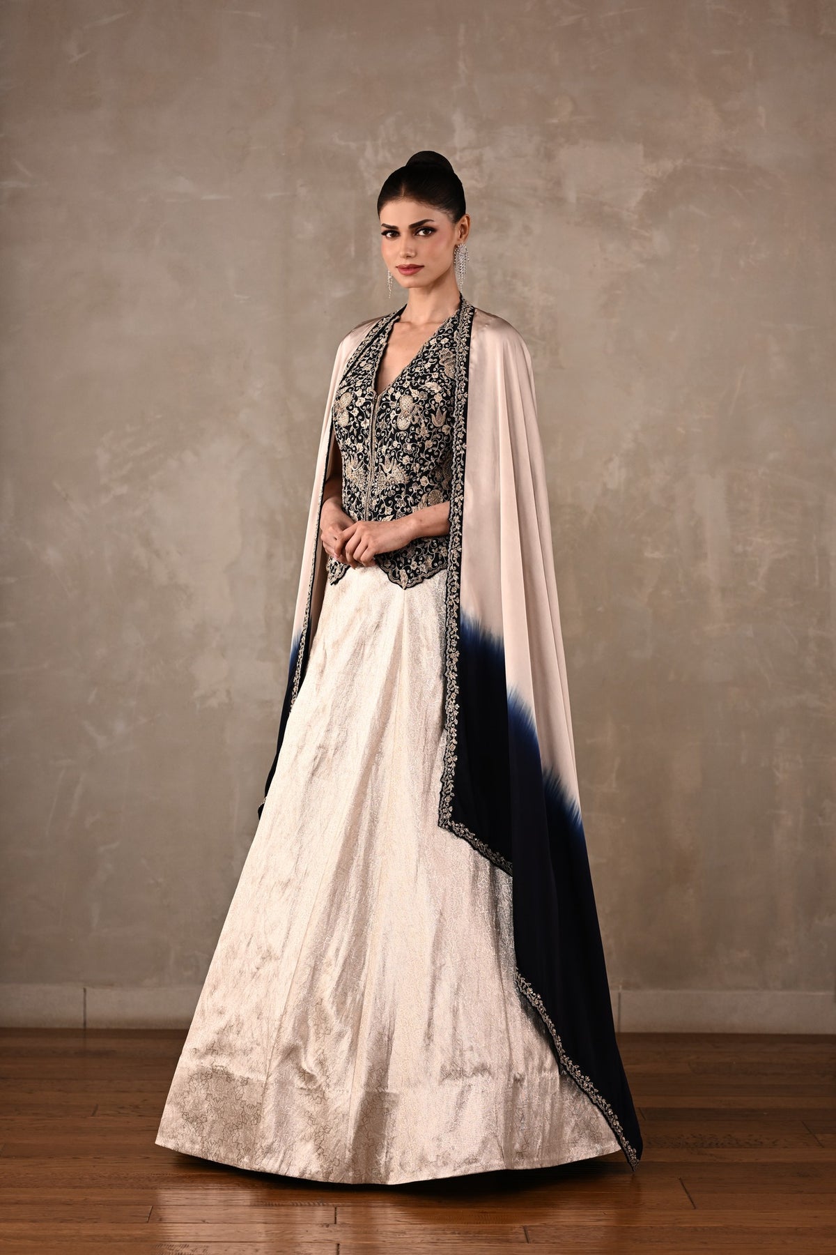 Brocade Chanderi Cape Lehenga Set