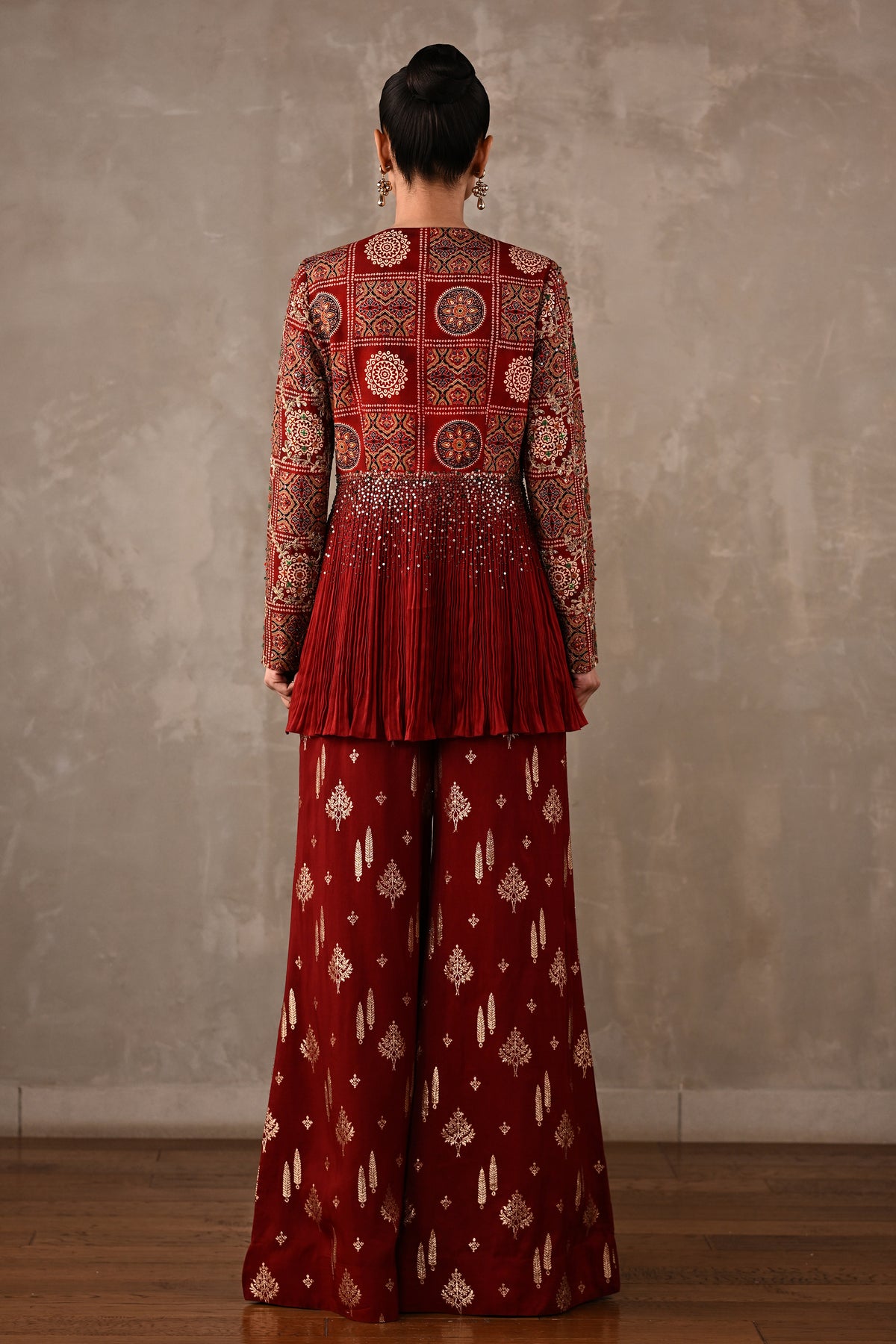 Embellished Printed Peplum Co-ord Set