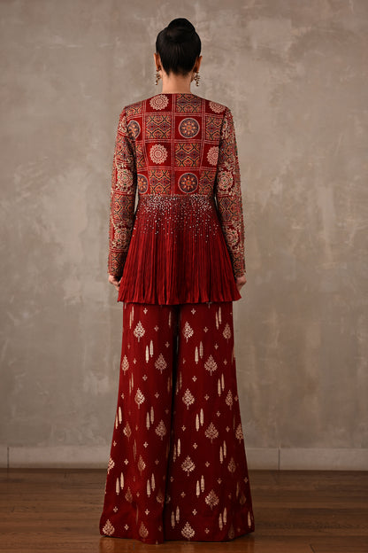 Embellished Printed Peplum Co-ord Set