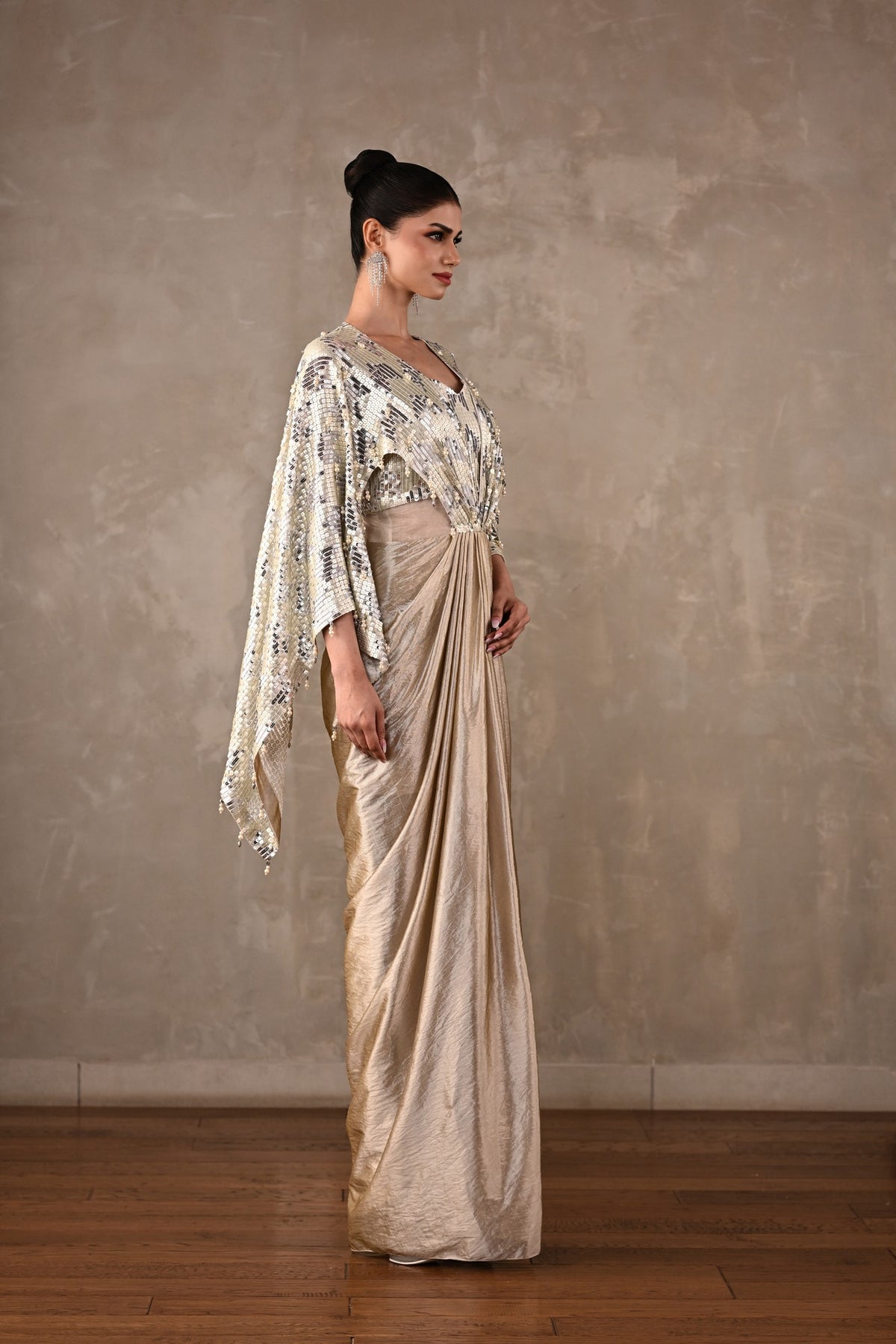 Pearl Cascade Drape Gown