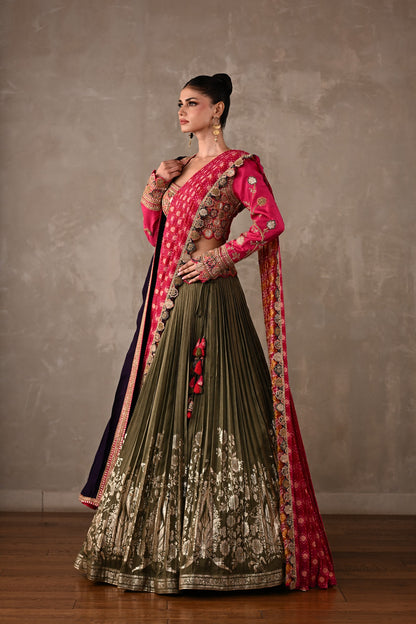 Heirloom Double Dupatta Pleated Lehenga Set