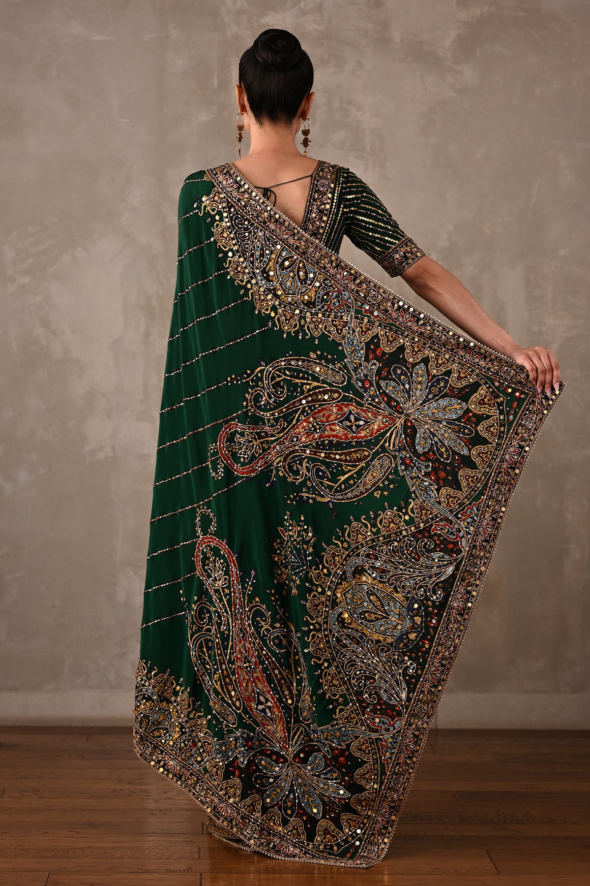 Printed Silk Saree with Embroidered Blouse