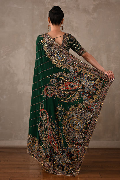 Printed Silk Saree with Embroidered Blouse