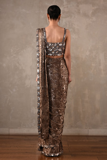 Tone-on-Tone Drape Saree Set