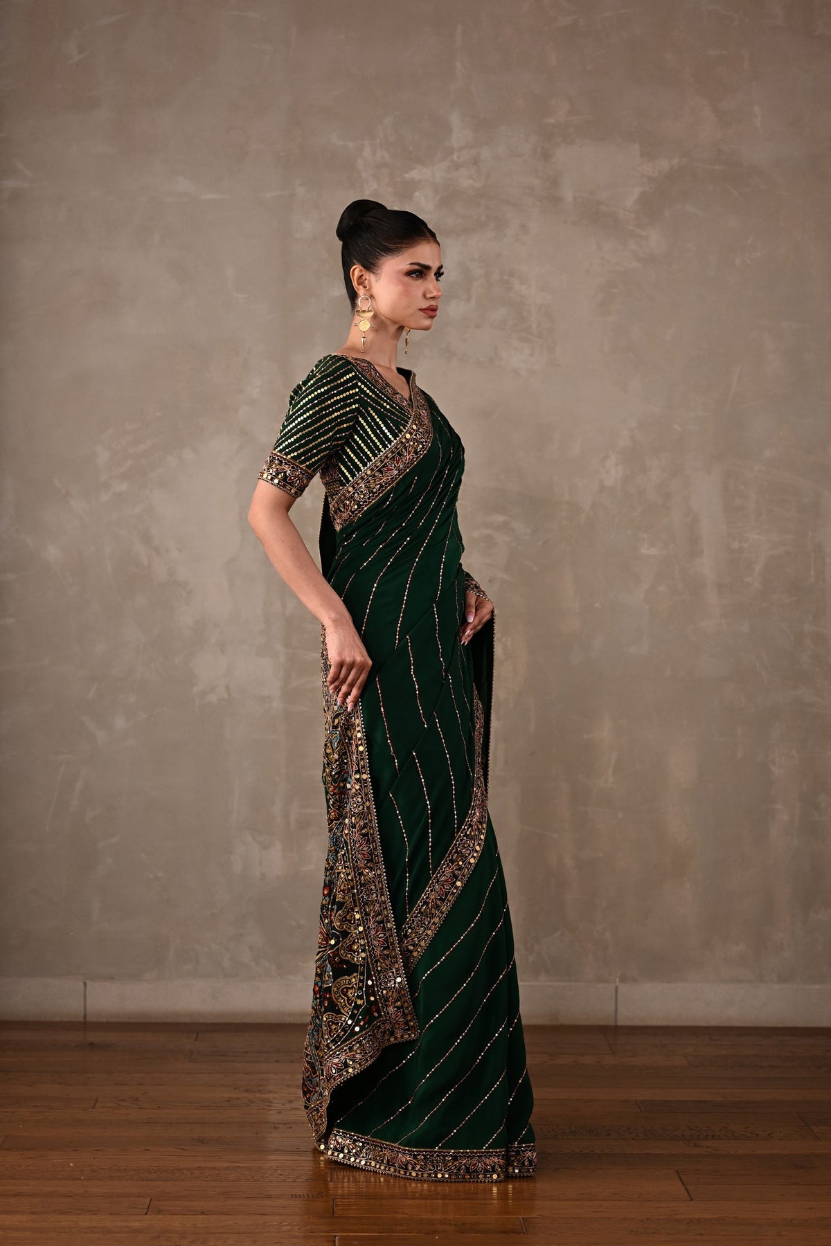 Printed Silk Saree with Embroidered Blouse