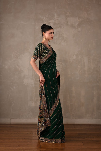 Printed Silk Saree with Embroidered Blouse