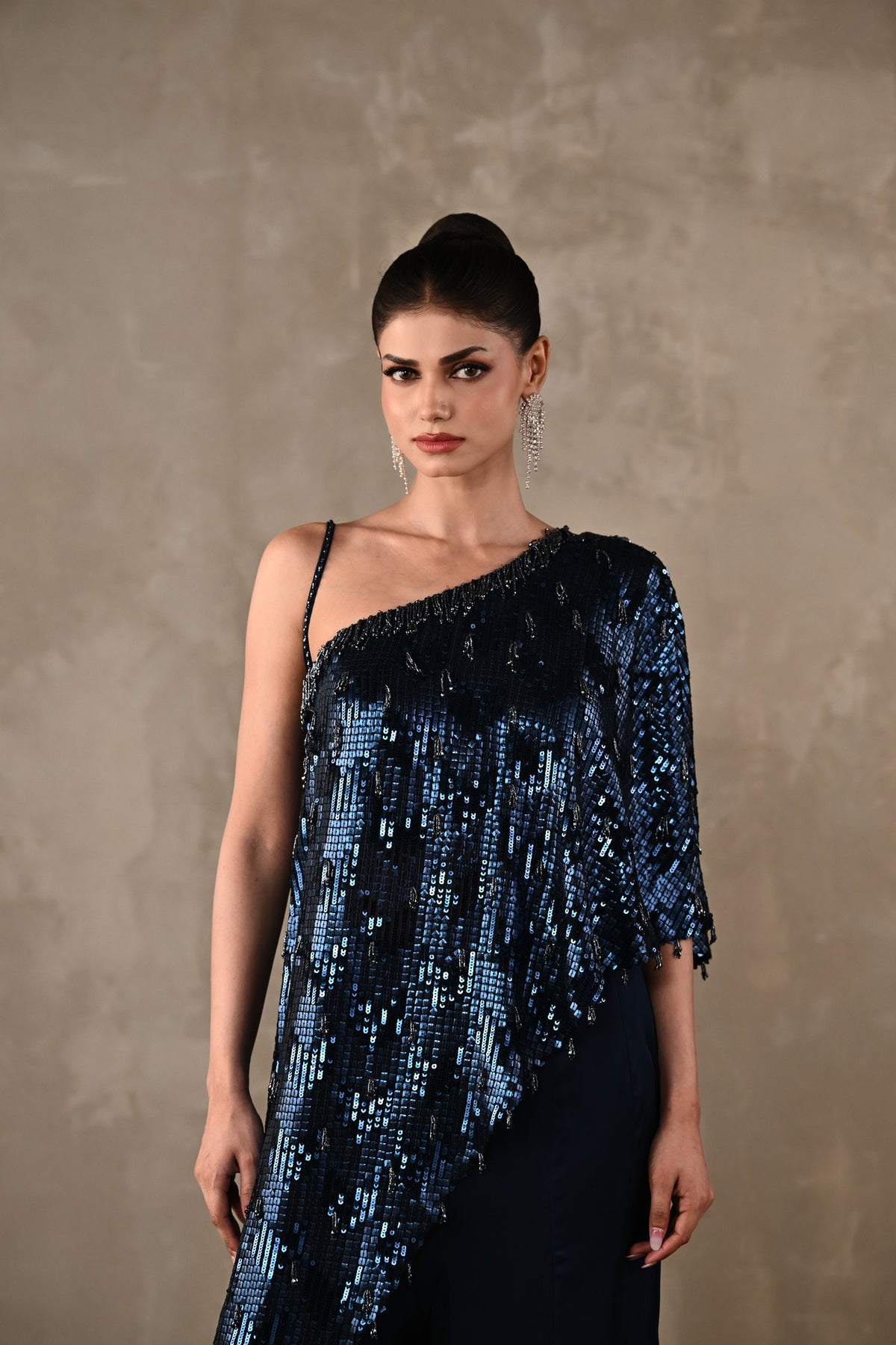 Embellished One-Shoulder Co-ord Set