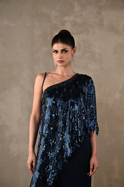 Embellished One-Shoulder Co-ord Set
