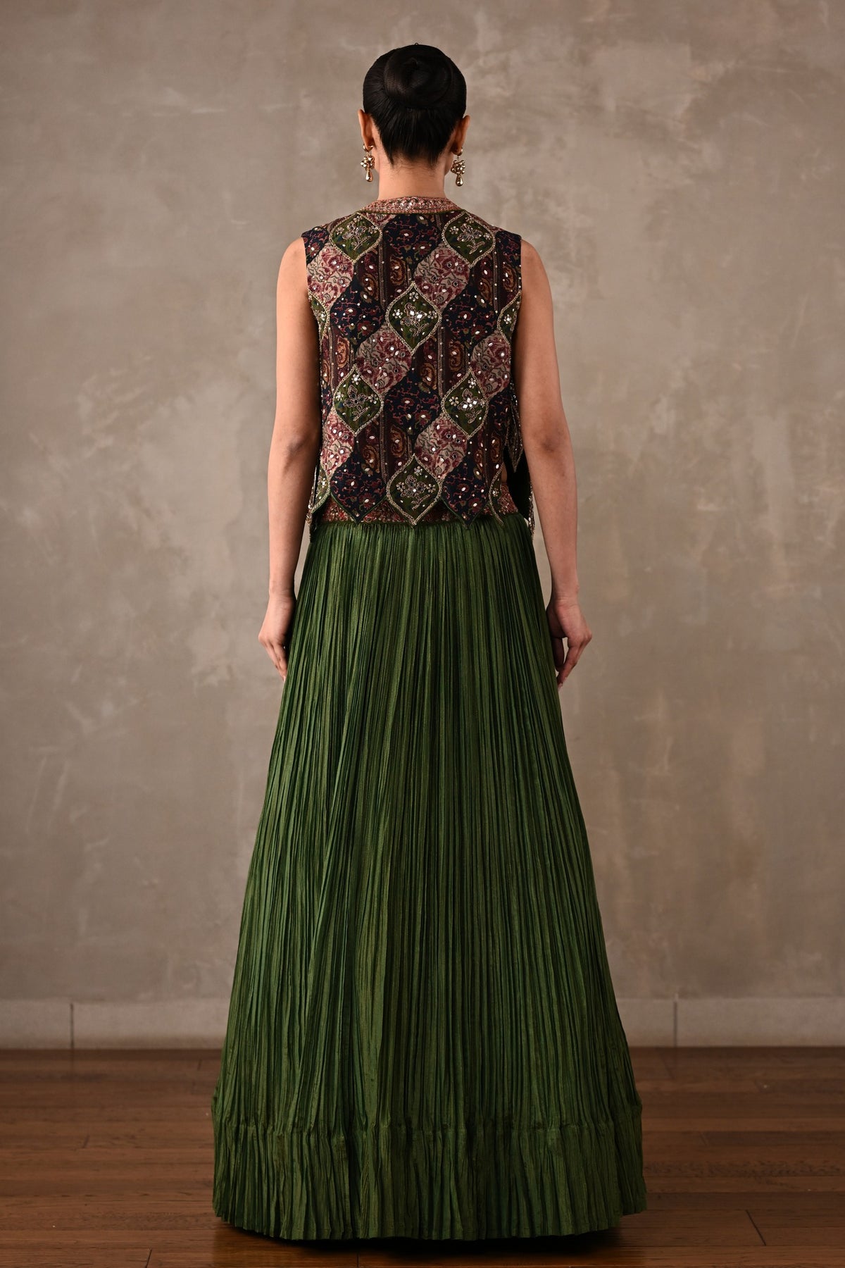 Patchwork-Inspired Embroidered Lehenga Set