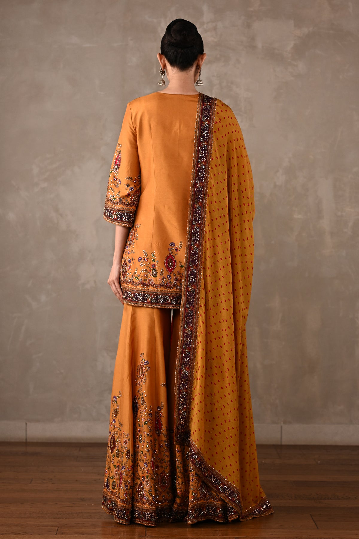 Printed Embellished Kurta Sharara Set