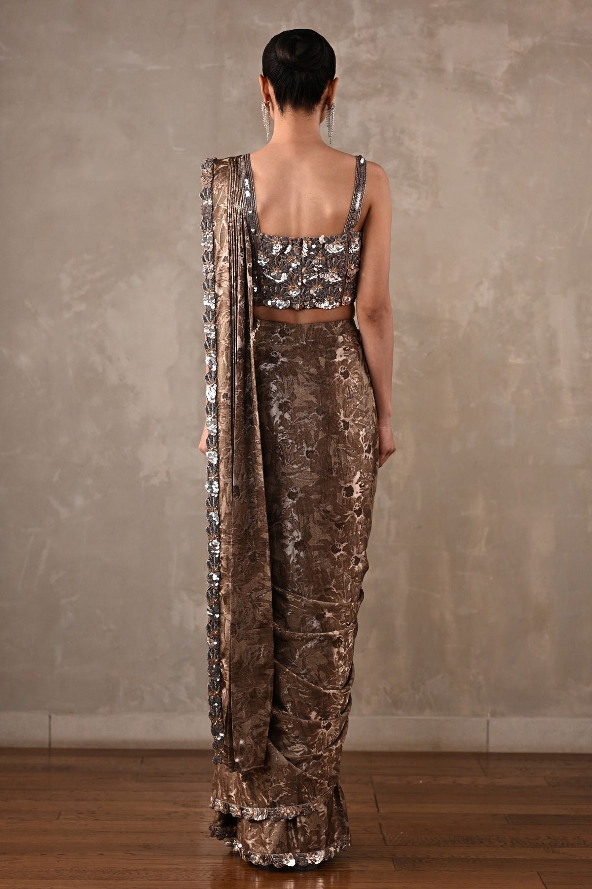 Tone-on-Tone Drape Saree Set