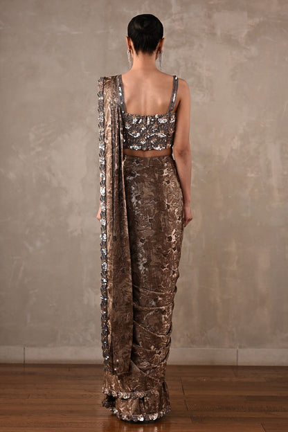 Tone-on-Tone Drape Saree Set