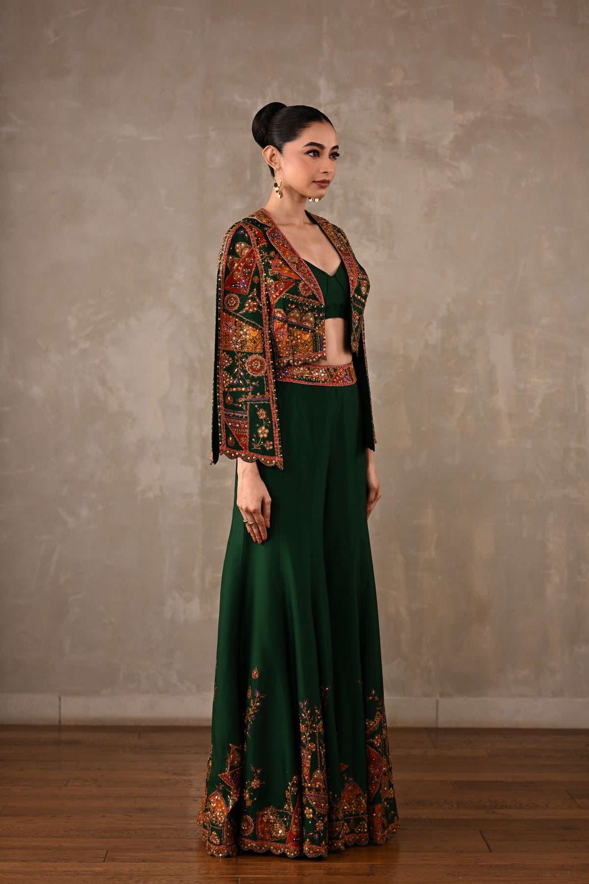Patchwork-Inspired Cropped Jacket Set