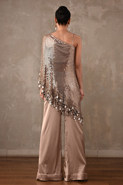 Mirror Fringe One-Shoulder Co-ord Set