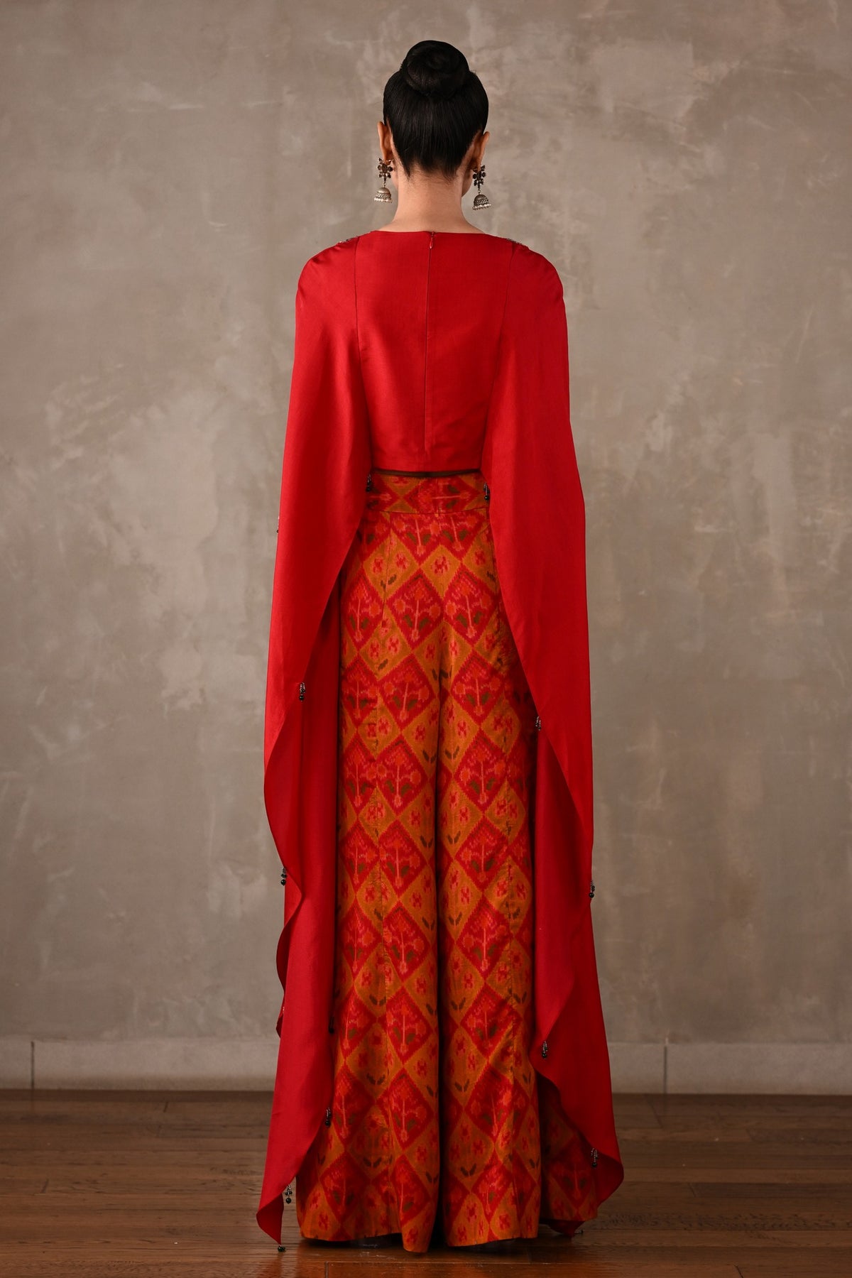 Embroidered Cape Top & Pochampally Pants Set