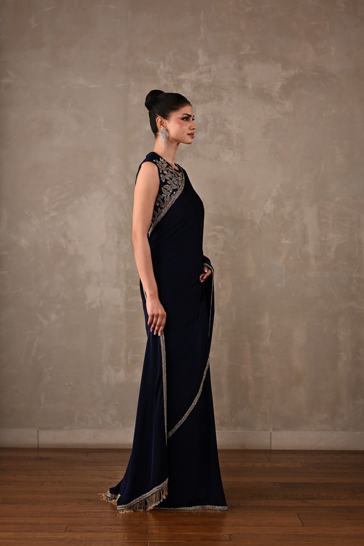 Embroidered Georgette Saree Set