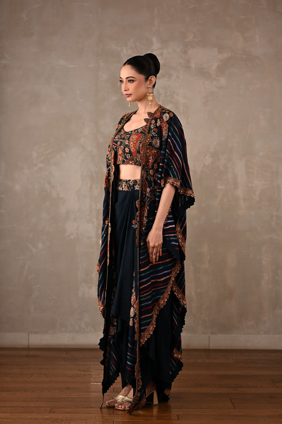 Printed Zardosi Cape Skirt Set