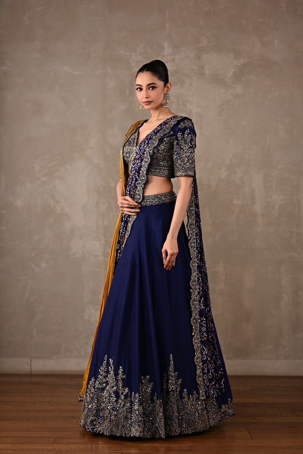 Dual Drape Bandhani Lehenga Set