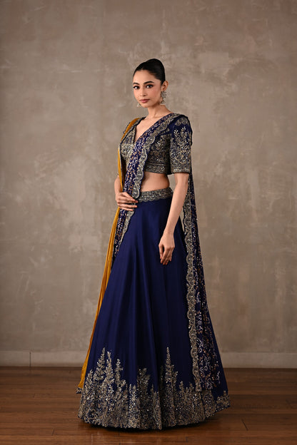 Dual Drape Bandhani Lehenga Set