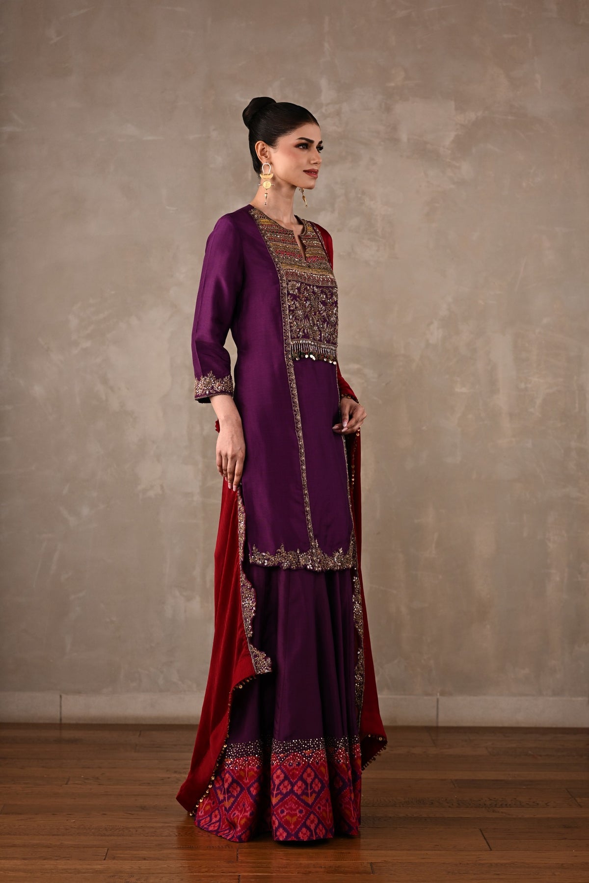 Silk Kurta Sharara Set with Zardosi Embroidery