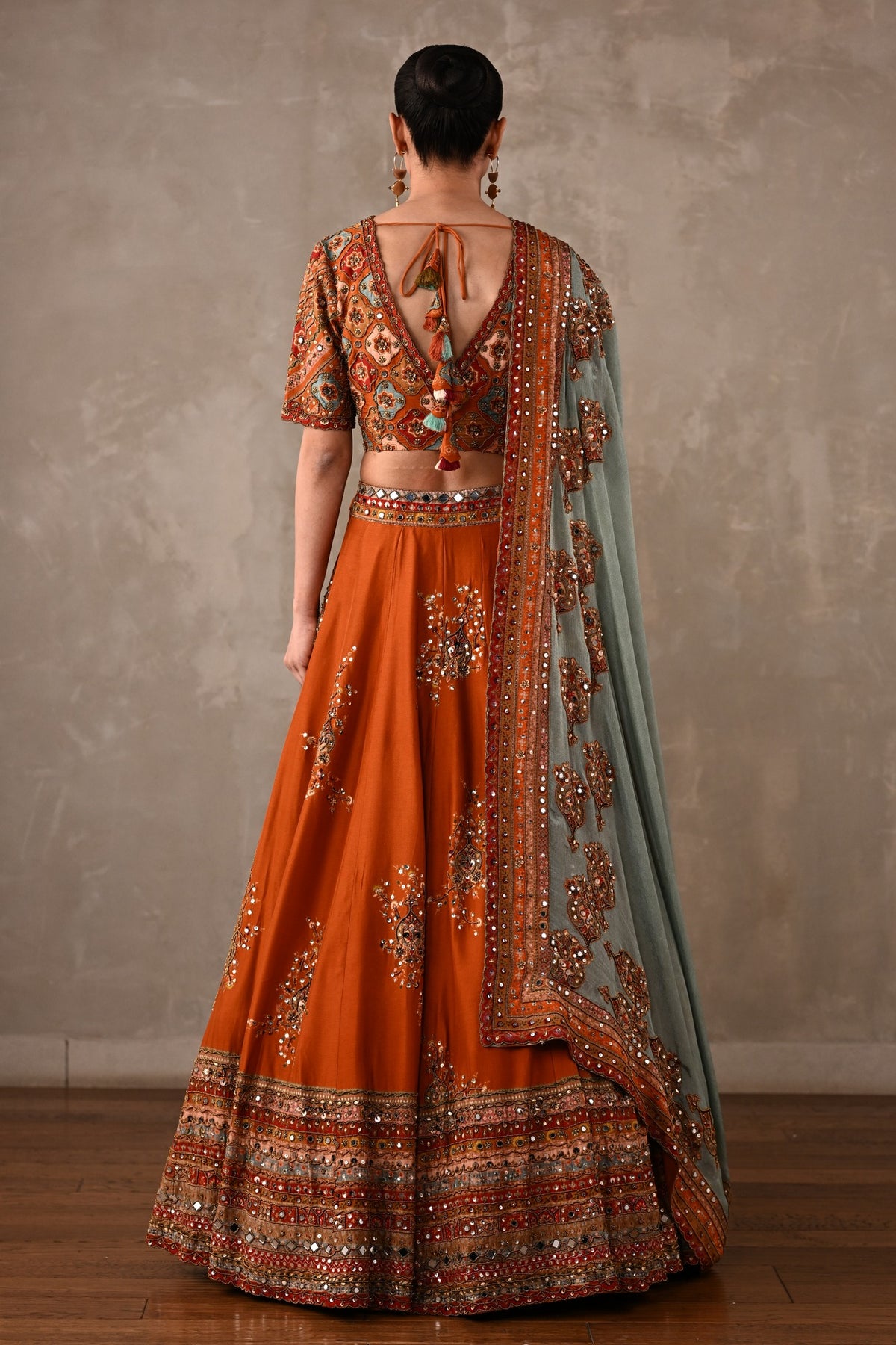 Mirror Work Printed Lehenga Set