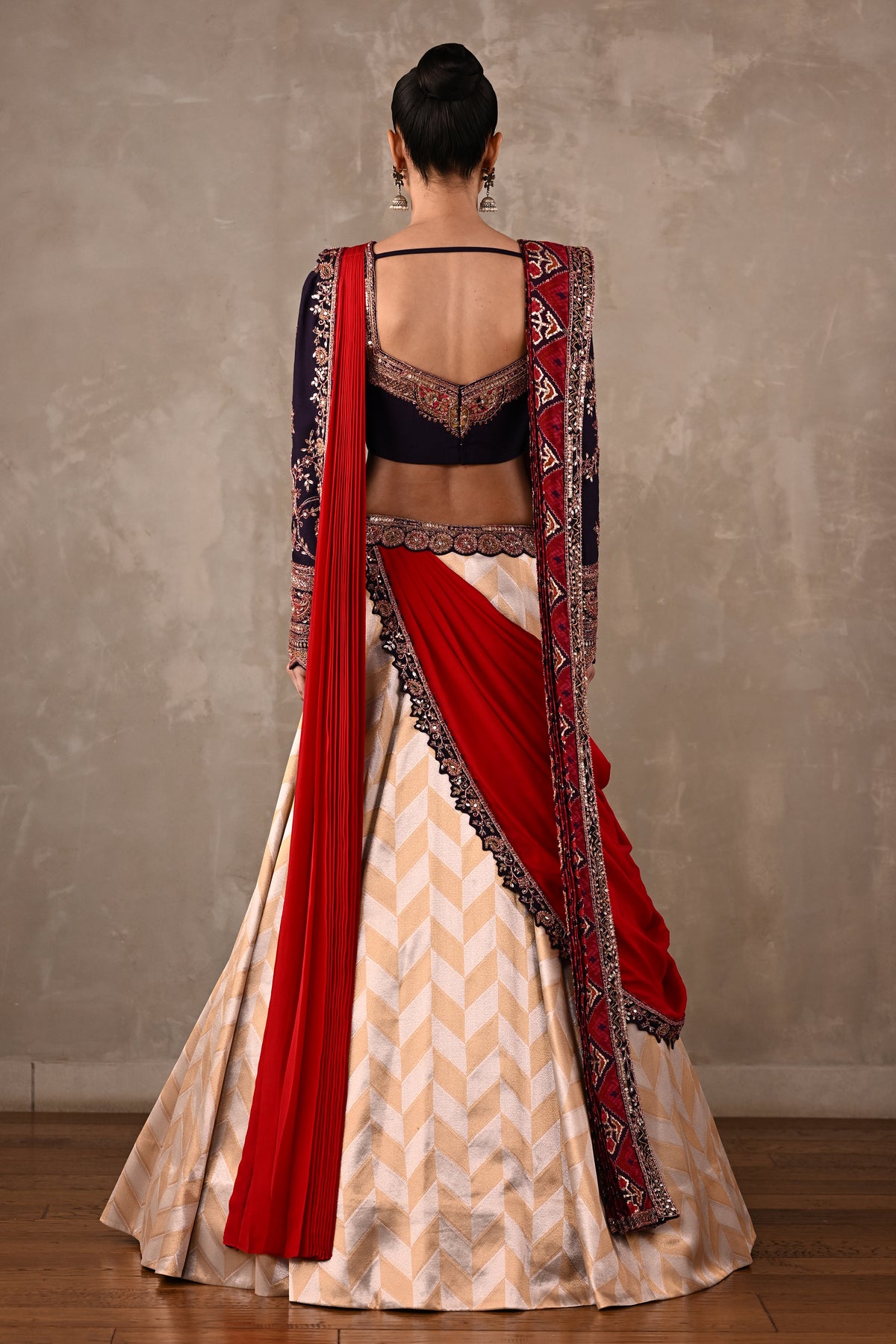 Pochampally Double Drape Silk Lehenga Set