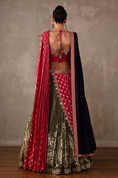 Heirloom Double Dupatta Pleated Lehenga Set