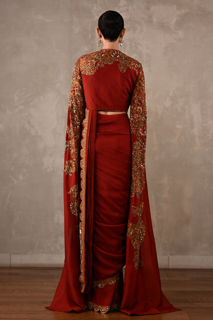 Regal Draped Saree Set