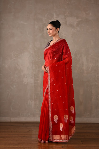 Silk Saree with Embroidered Blouse