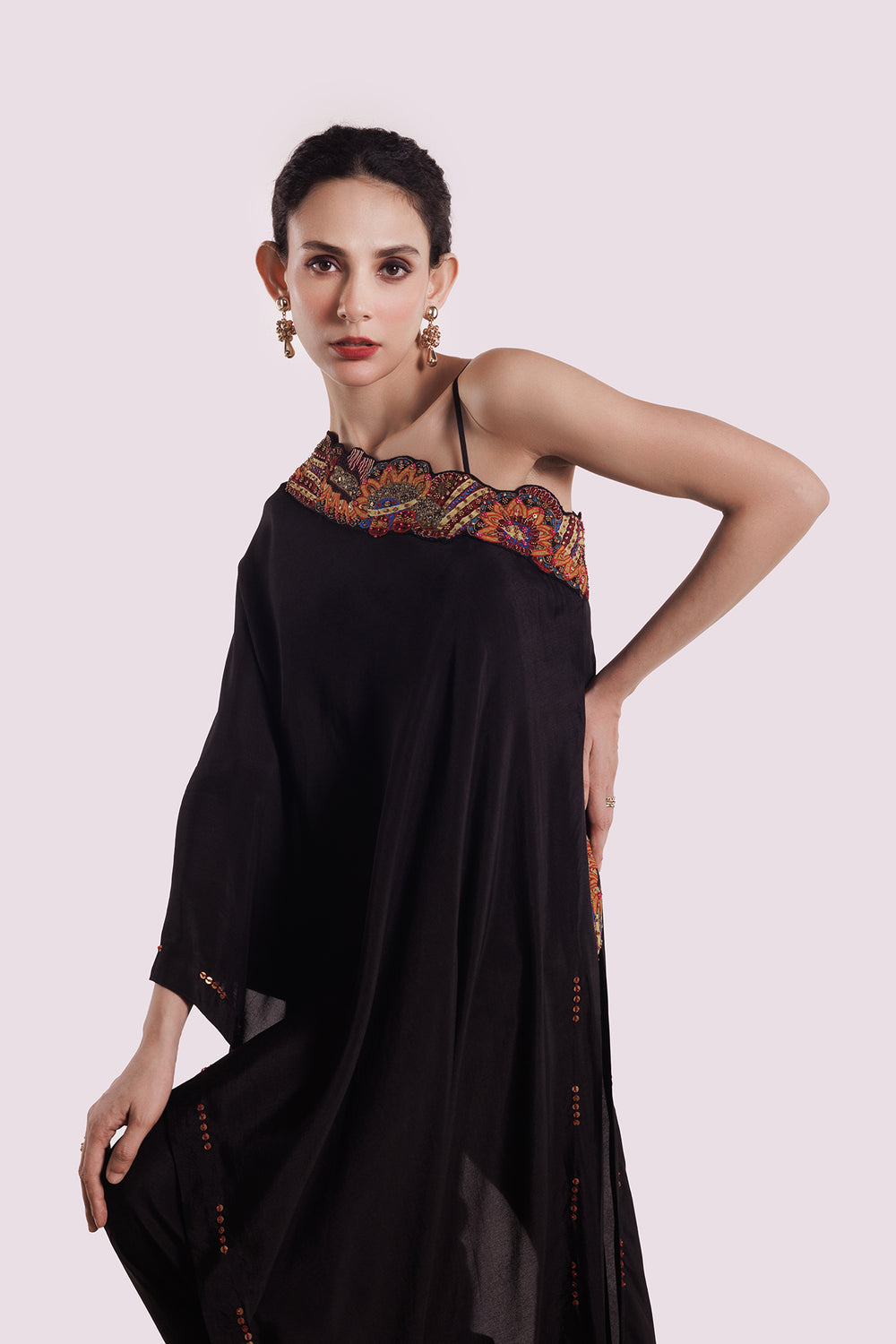 Mono sleeve silk kaftan co-ord set