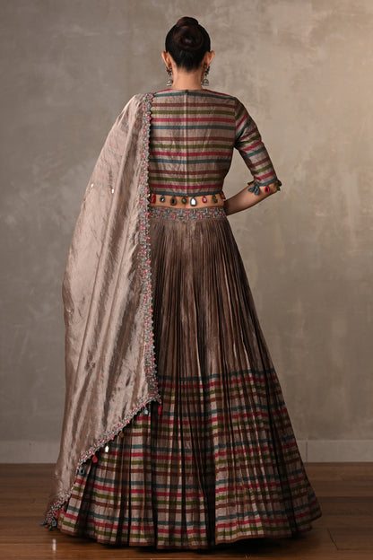 Striped Tissue Lehenga Set