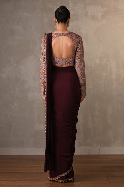 Midnight Enchant Crepe Drape Saree