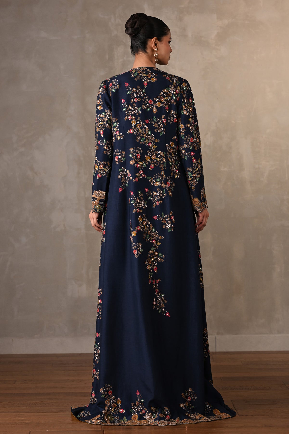 Opulent Navy Luxe Embellished Cape Set